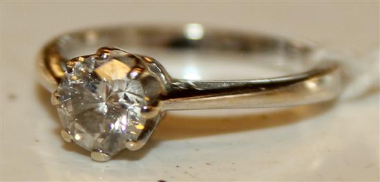 Diamond solitaire ring, 0.68ct, white gold setting